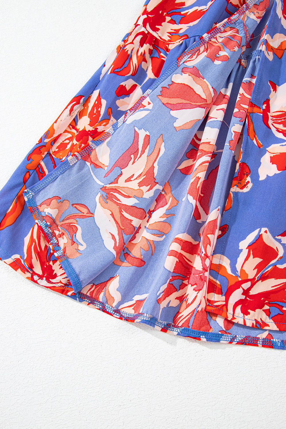 Orange Bohemian Floral Print Tiered Maxi Skirt with Split