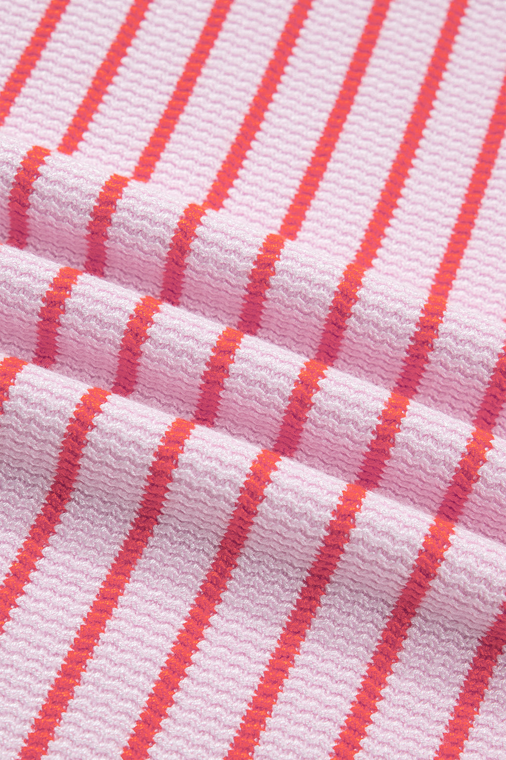 Pink Stripe Textured Knit Sleeveless Casual Sweater Top