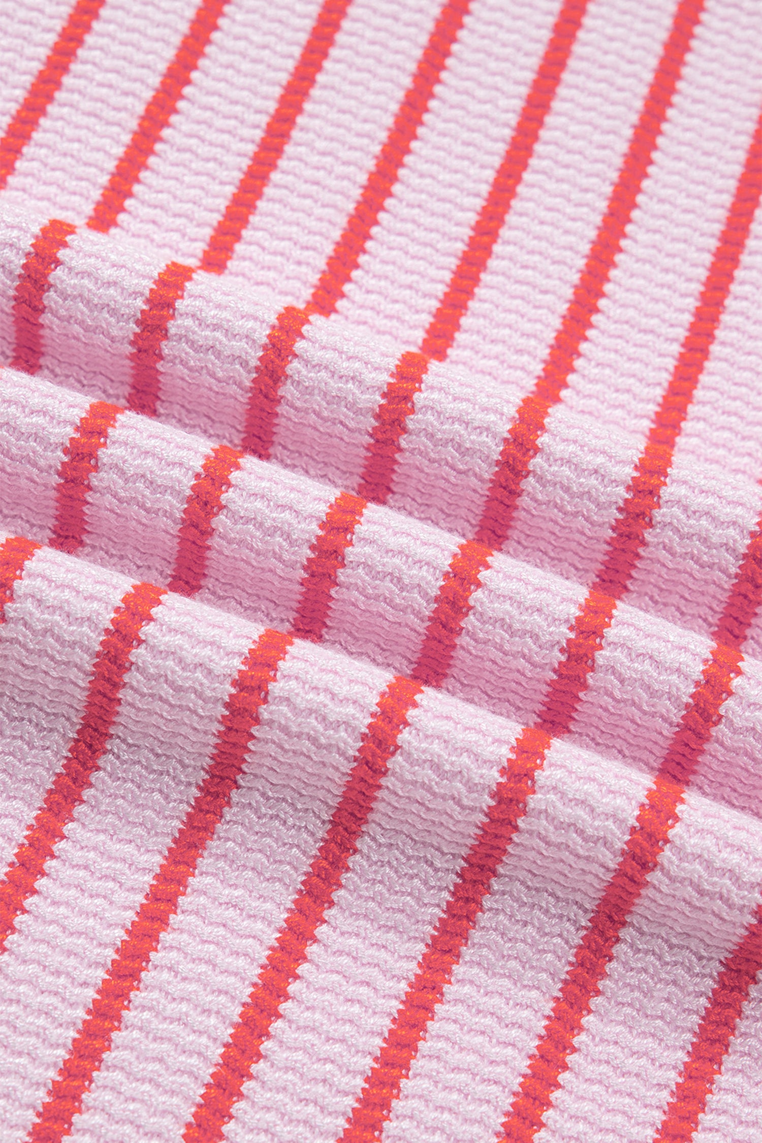Pink Stripe Textured Knit Sleeveless Casual Sweater Top