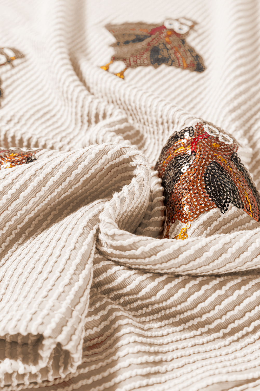 Parchment Thanksgiving Sequined Turkey Corded Knit Loose Fit Shorts Set