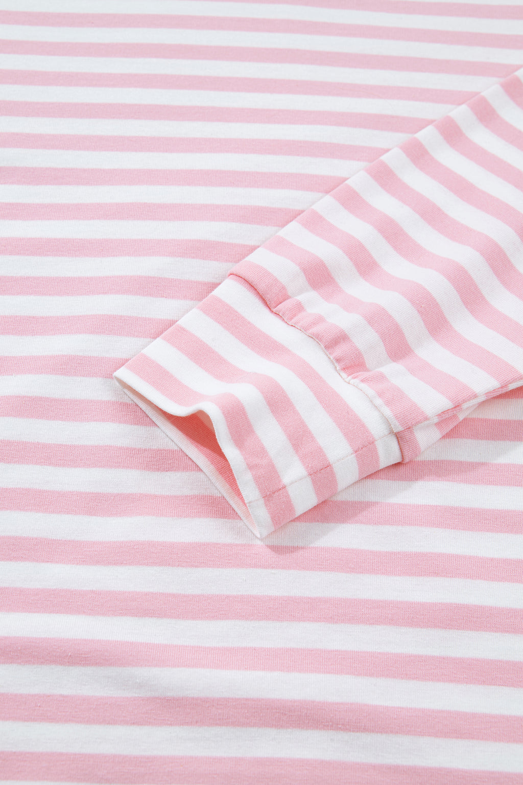 Rose Stripe Drop Shoulder Round Neck Top and Buttoned Straight Pants Two Piece Set