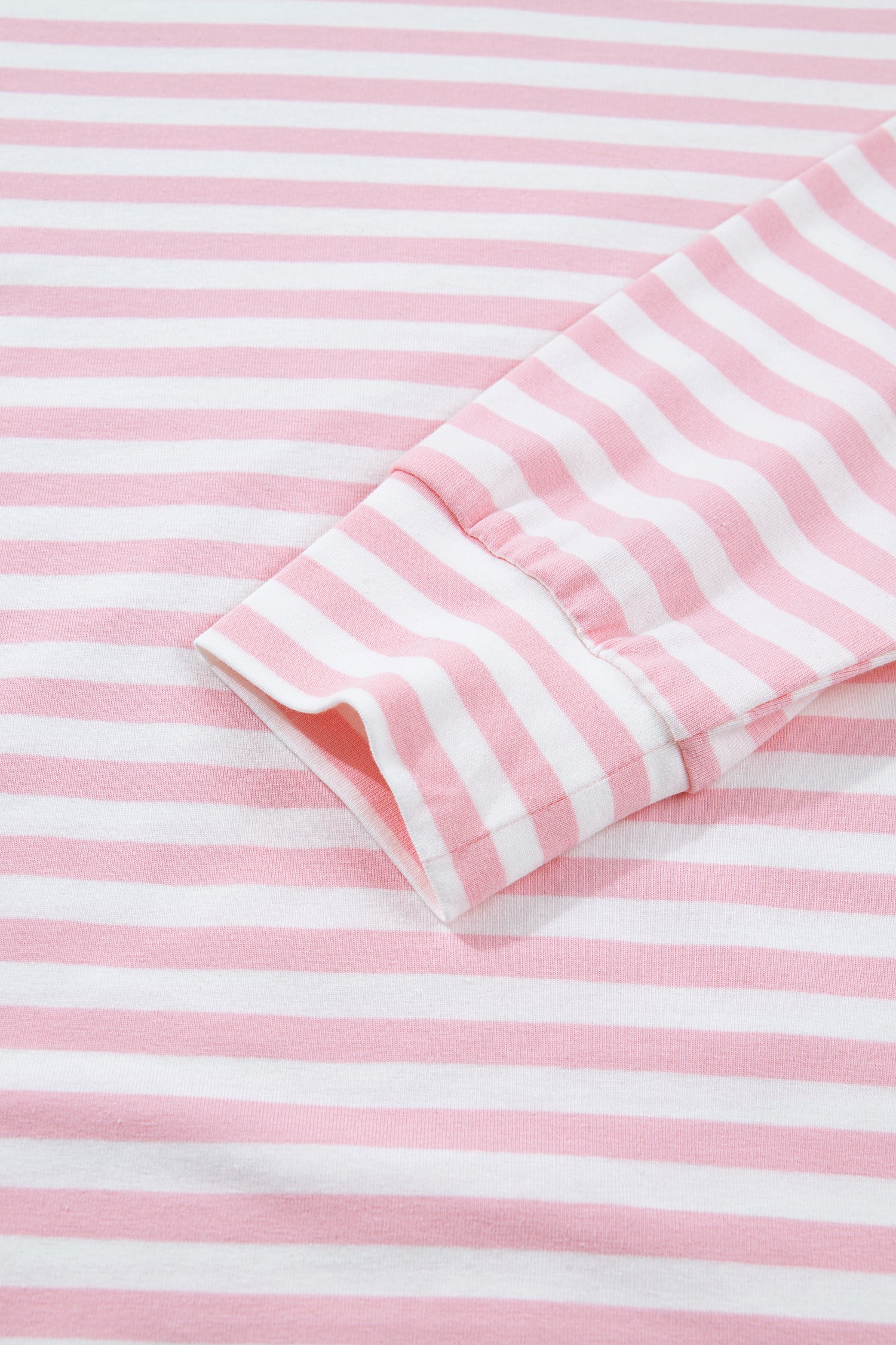 Rose Stripe Drop Shoulder Round Neck Top and Buttoned Straight Pants Two Piece Set
