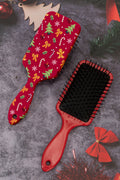 Racing Red Christmas Themed Print Paddle Hair Brush