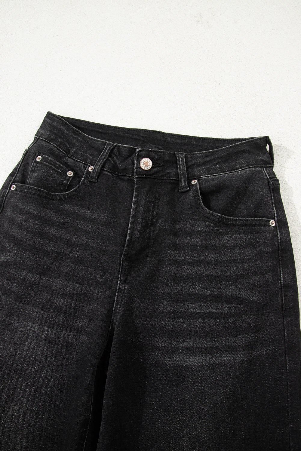 Gray Raw Hem Straight Leg Loose High Waist Jeans