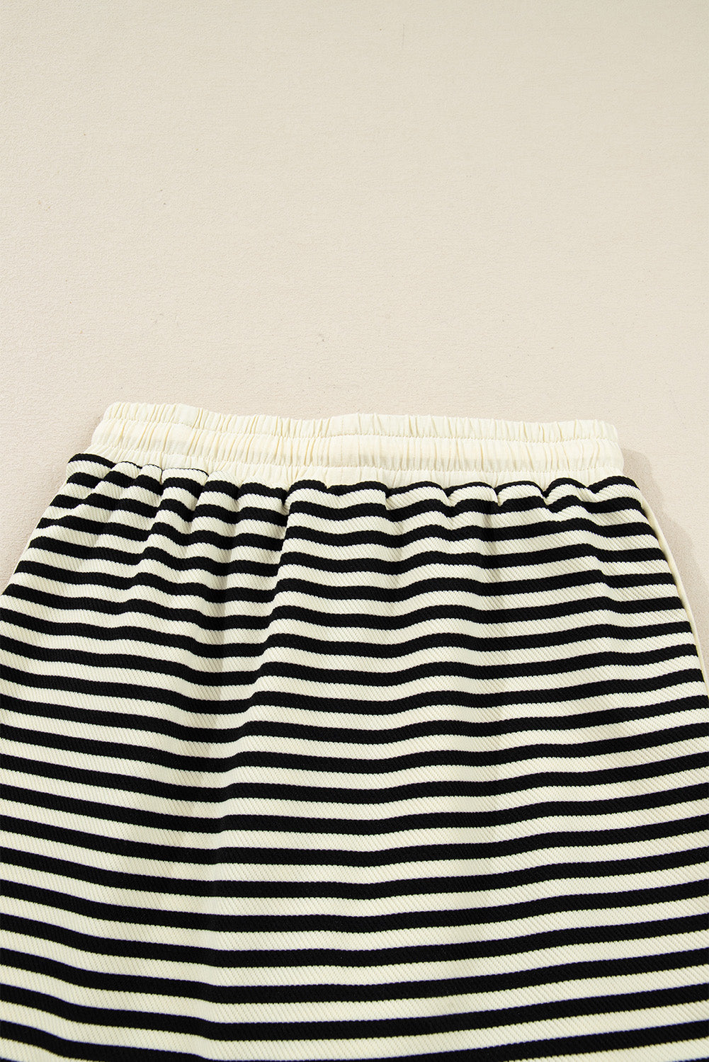 Black Stripe Textured Drop Shoulder Pullover Top Drawstring Mini Skort Two Piece Dress Set