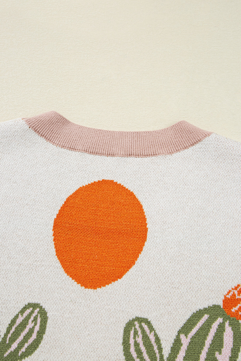Apricot Western Desert Cactus Print Plus Size Button Cardigan Sweater