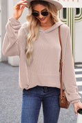 Smoke Gray Twisted Rib Texture Solid Hoodie