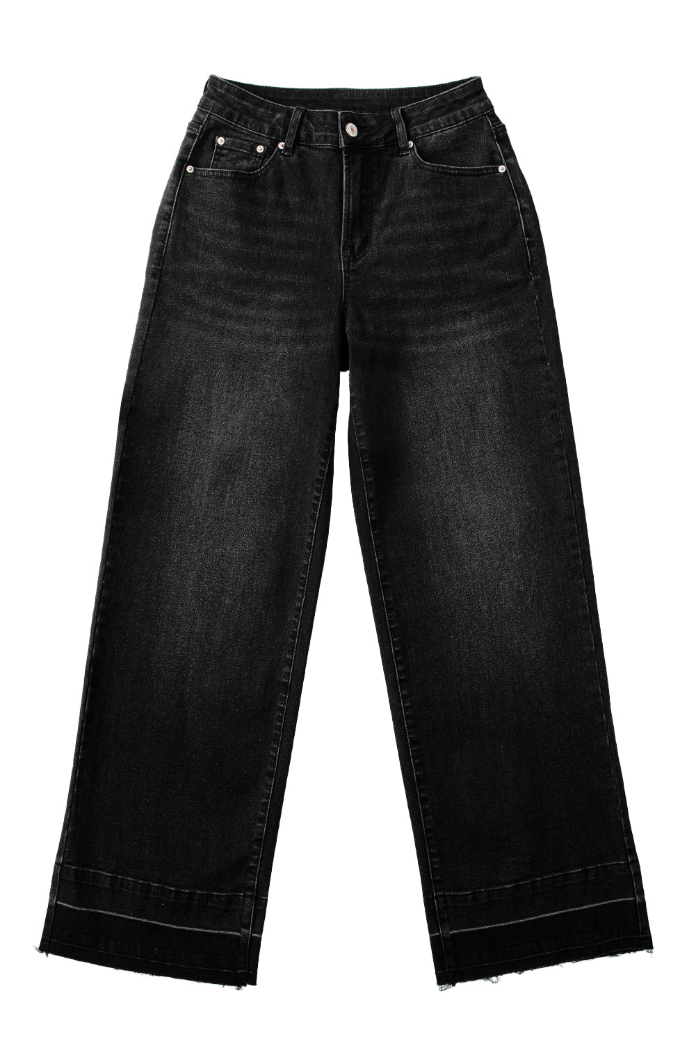 Real Teal Raw Hem Unique Cuffs Straight High Rise Loose Jeans