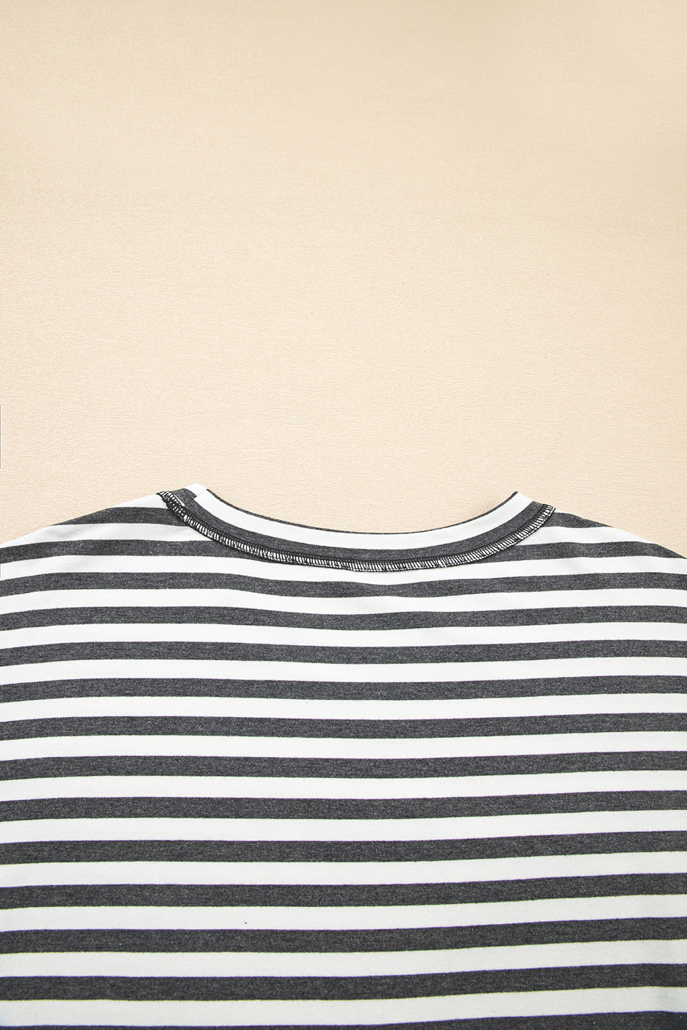 Gray Stripe Contrast Star Stitched Plus Size Long Sleeve Top