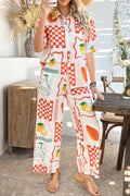 Orange Lemon Pawpaw Print Half Sleeve Shirt and Pants Set