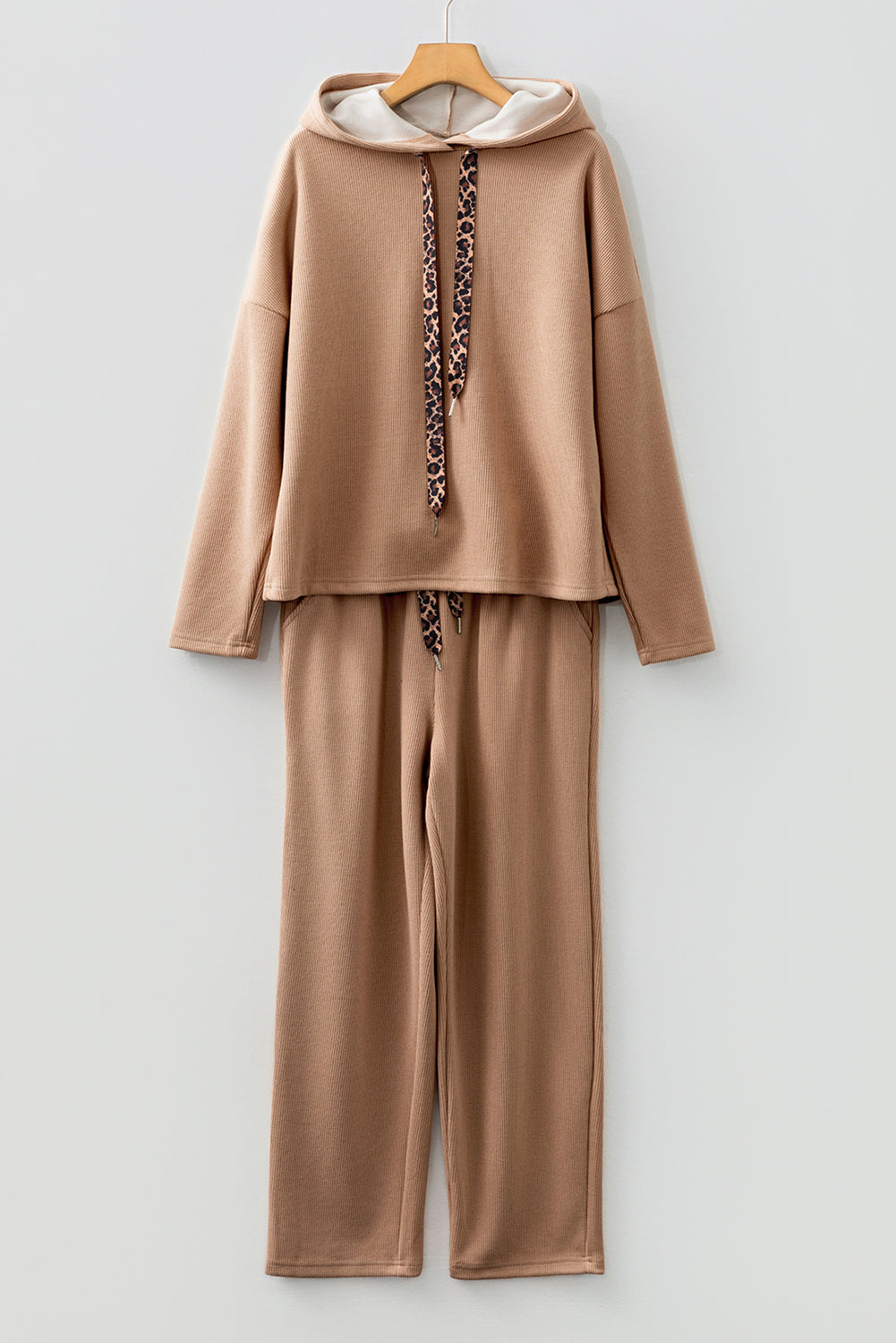 Gray Morn Corduroy Leopard Drawstring High Waist Trousers