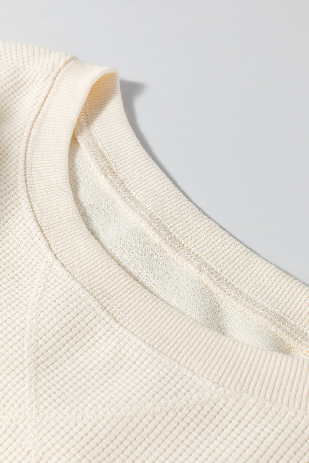 White Waffle knit Bishop Sleeve Split Oversized Top