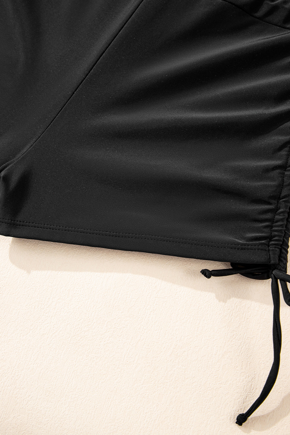 Black Striped Halter Top Drawstring Ruched High Waisted Bikini