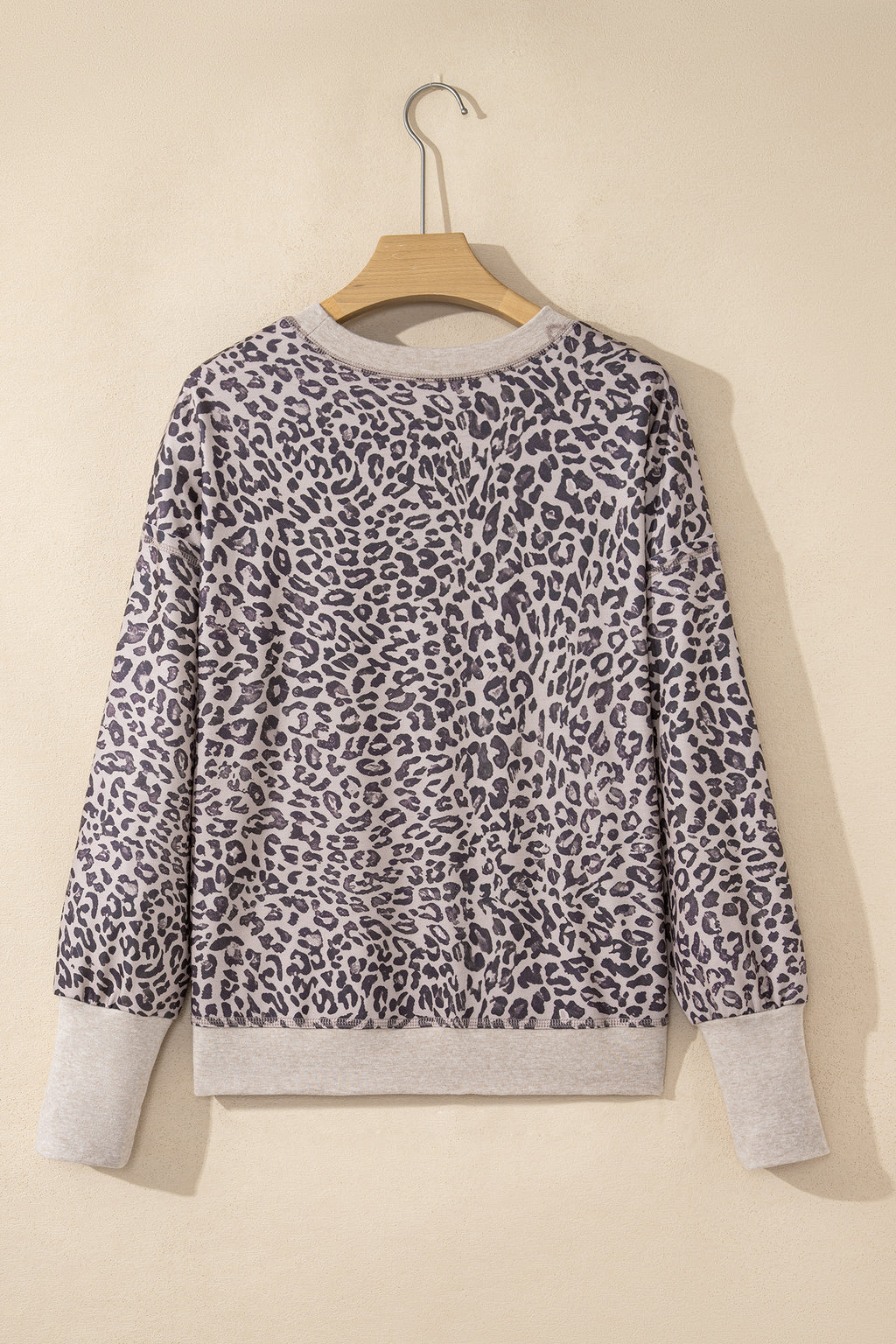 Brown Leopard Print Patchwork Crew Neck Sweatshirt