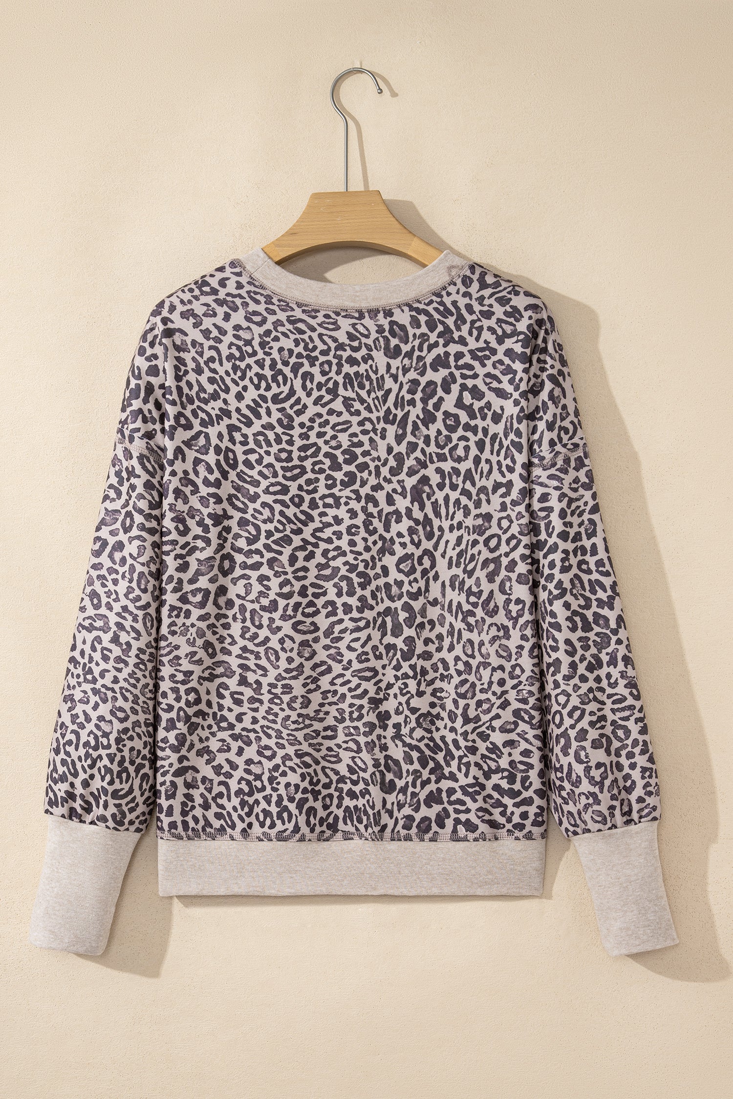 Brown Leopard Print Patchwork Crew Neck Sweatshirt