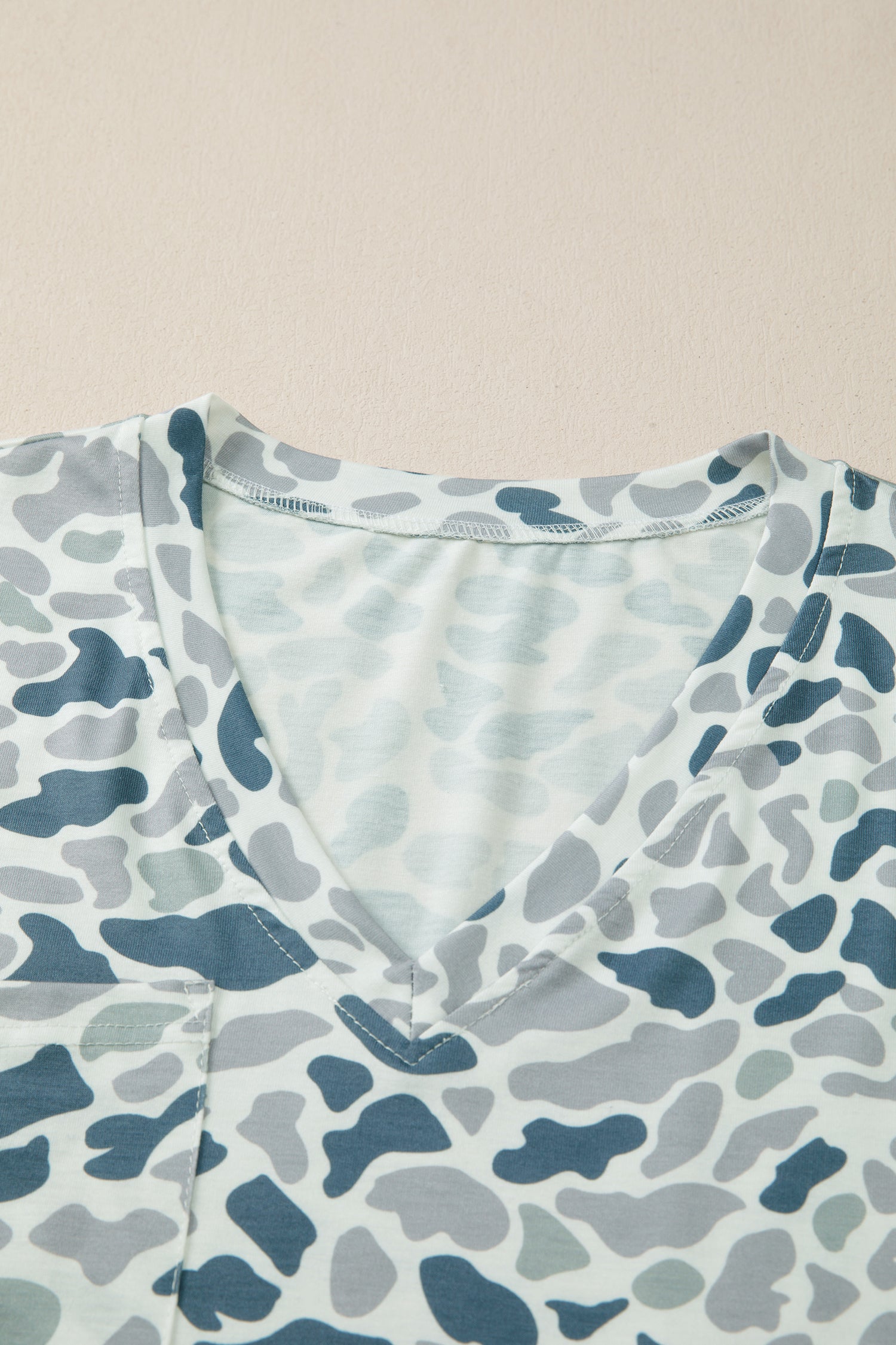 Beige Camo Print Wide Leg Casual Pants