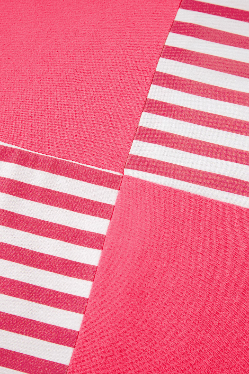 Pink Stripe Color Block Patchwork Drop Shoulder Long Sleeve Tunic Top
