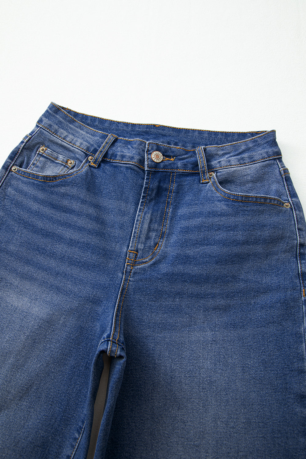 Real Teal Raw Hem Unique Cuffs Straight High Rise Loose Jeans