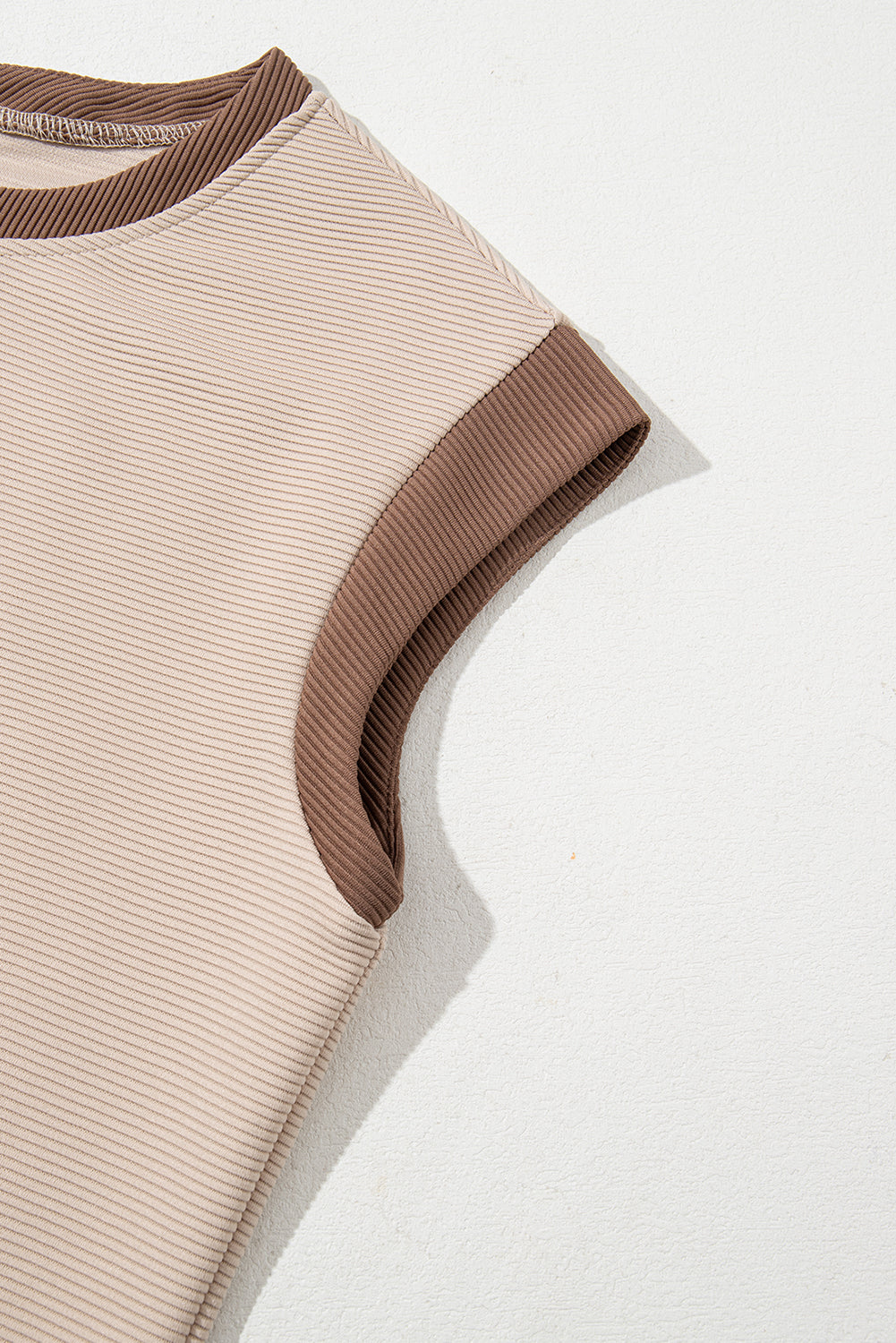 Parchment Stylish Textured Color Block Trim Shift Mini Dress