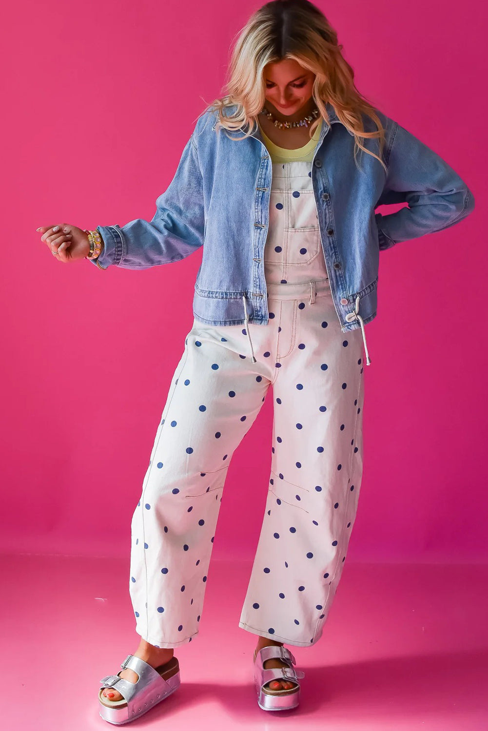 Beau Blue Draw-cord Hem Light Wash Denim Jacket