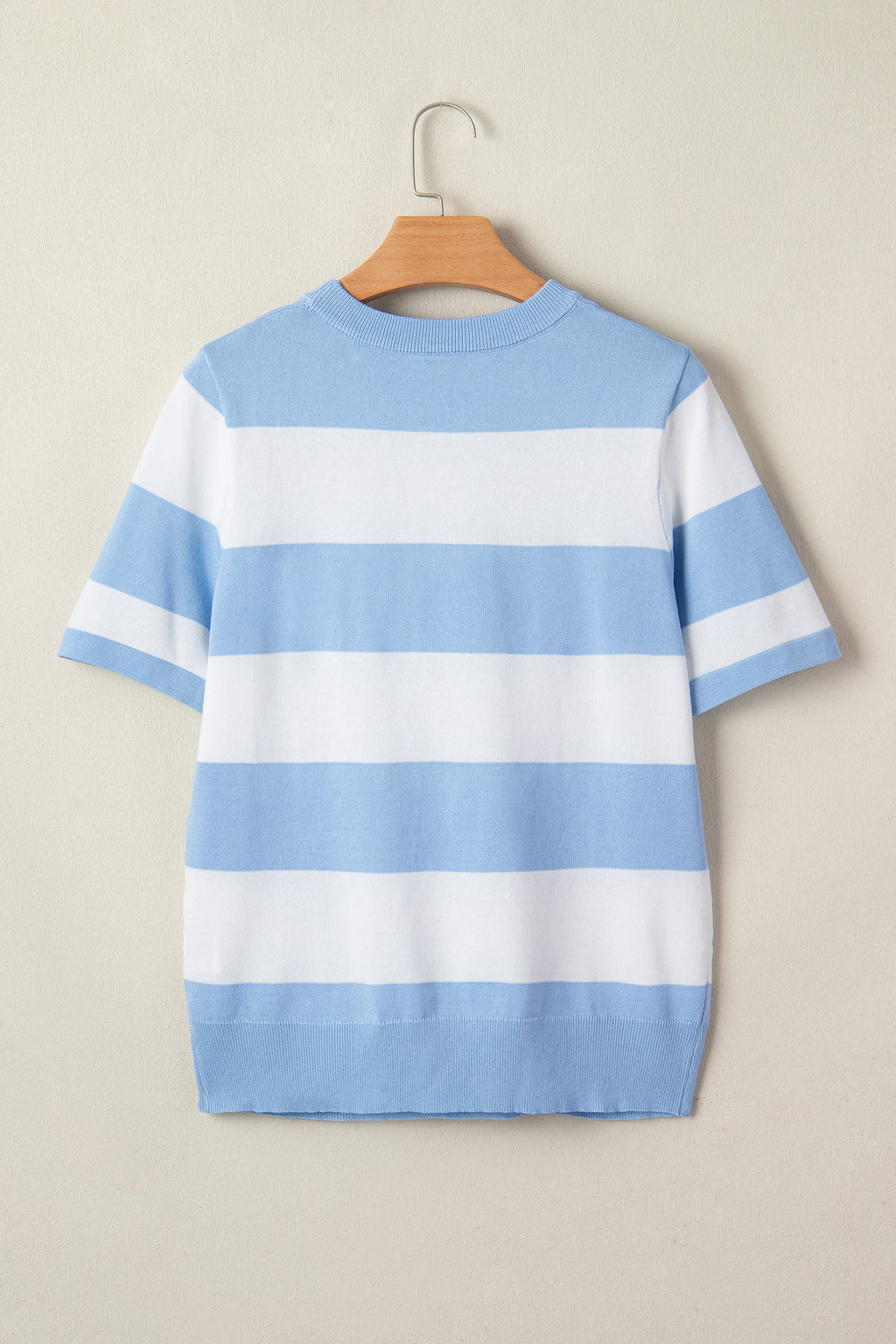 Pink Stripe Colorblock Striped Knitted T shirt