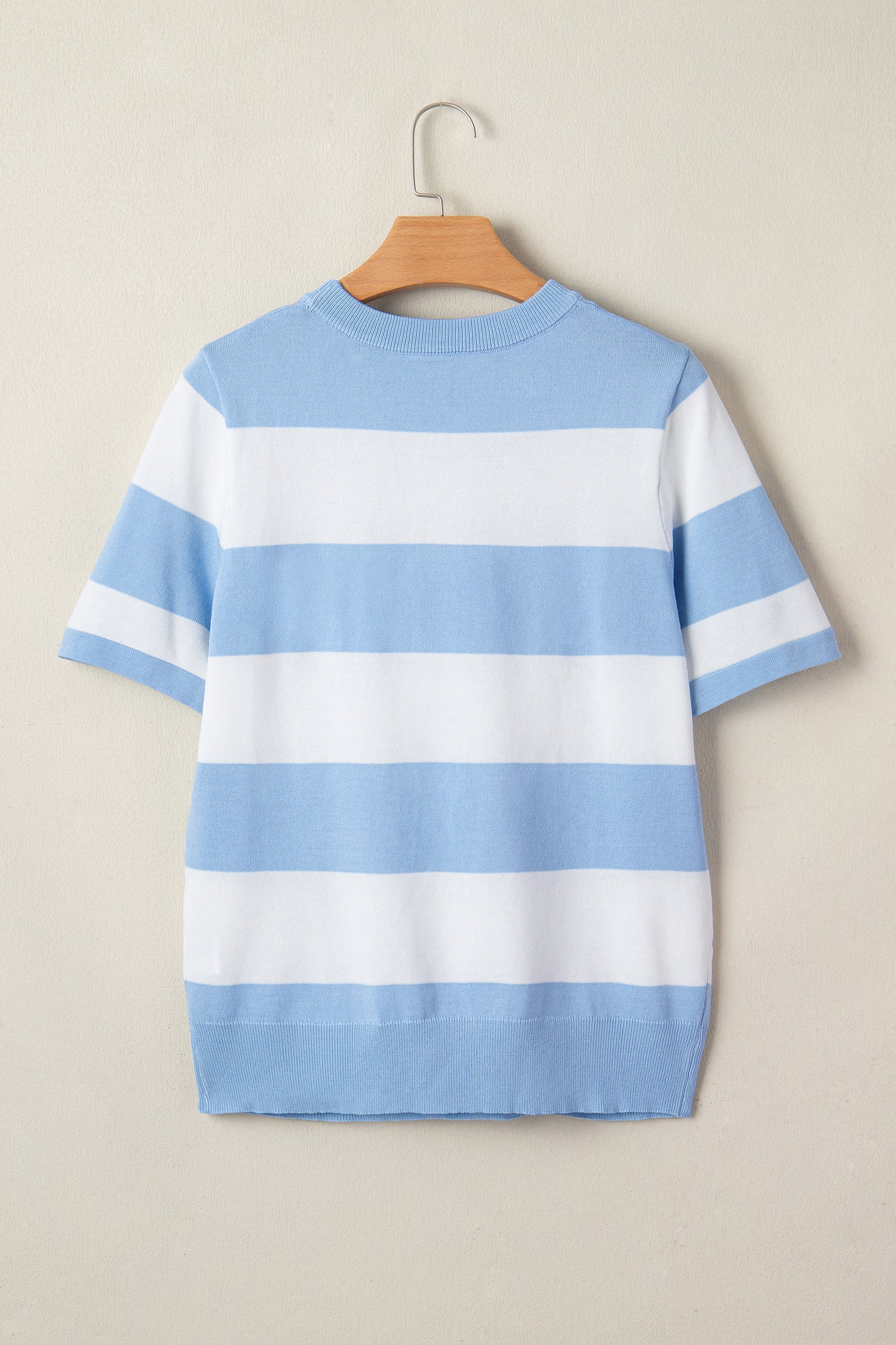Pink Stripe Colorblock Striped Knitted T shirt