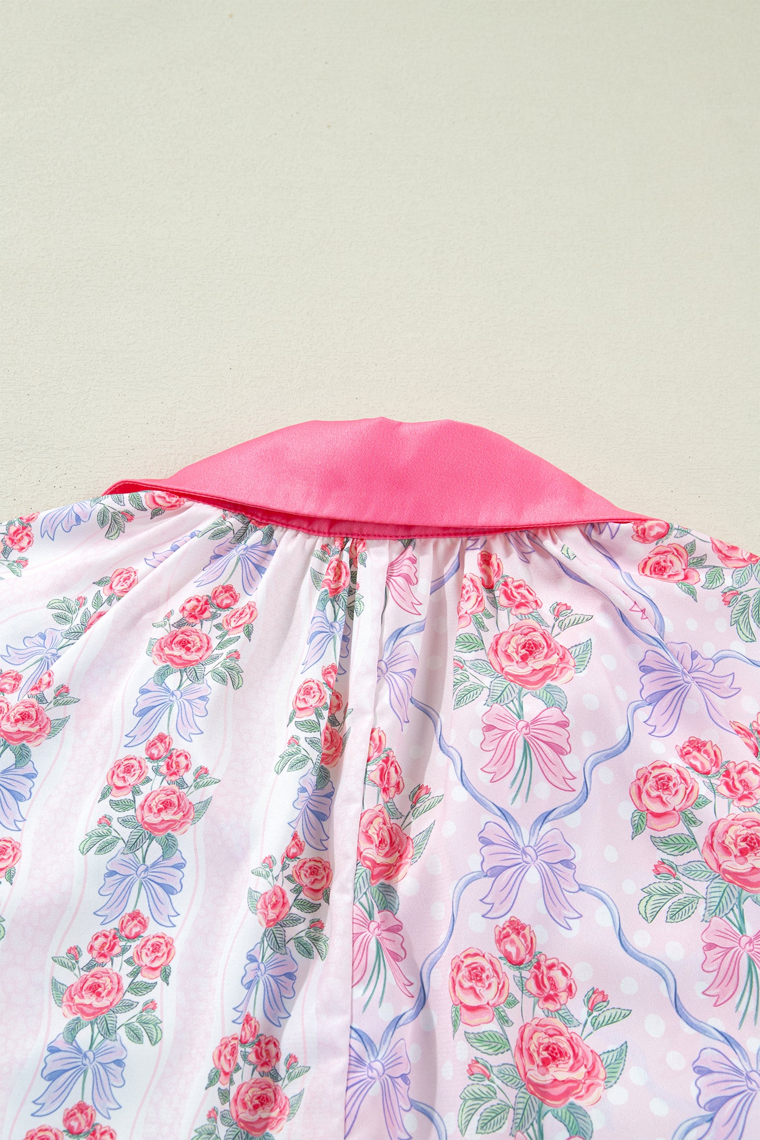 Purple Floral Collared Ruffled Half Sleeve Shirt
