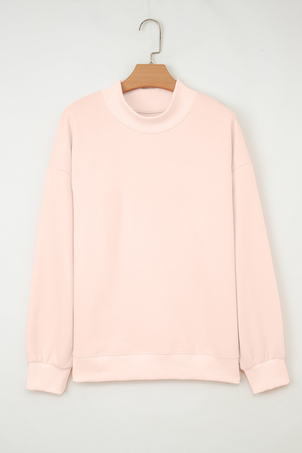 Bright Pink Oversize Blessed Embroidered Mock Neck Sweatshirt
