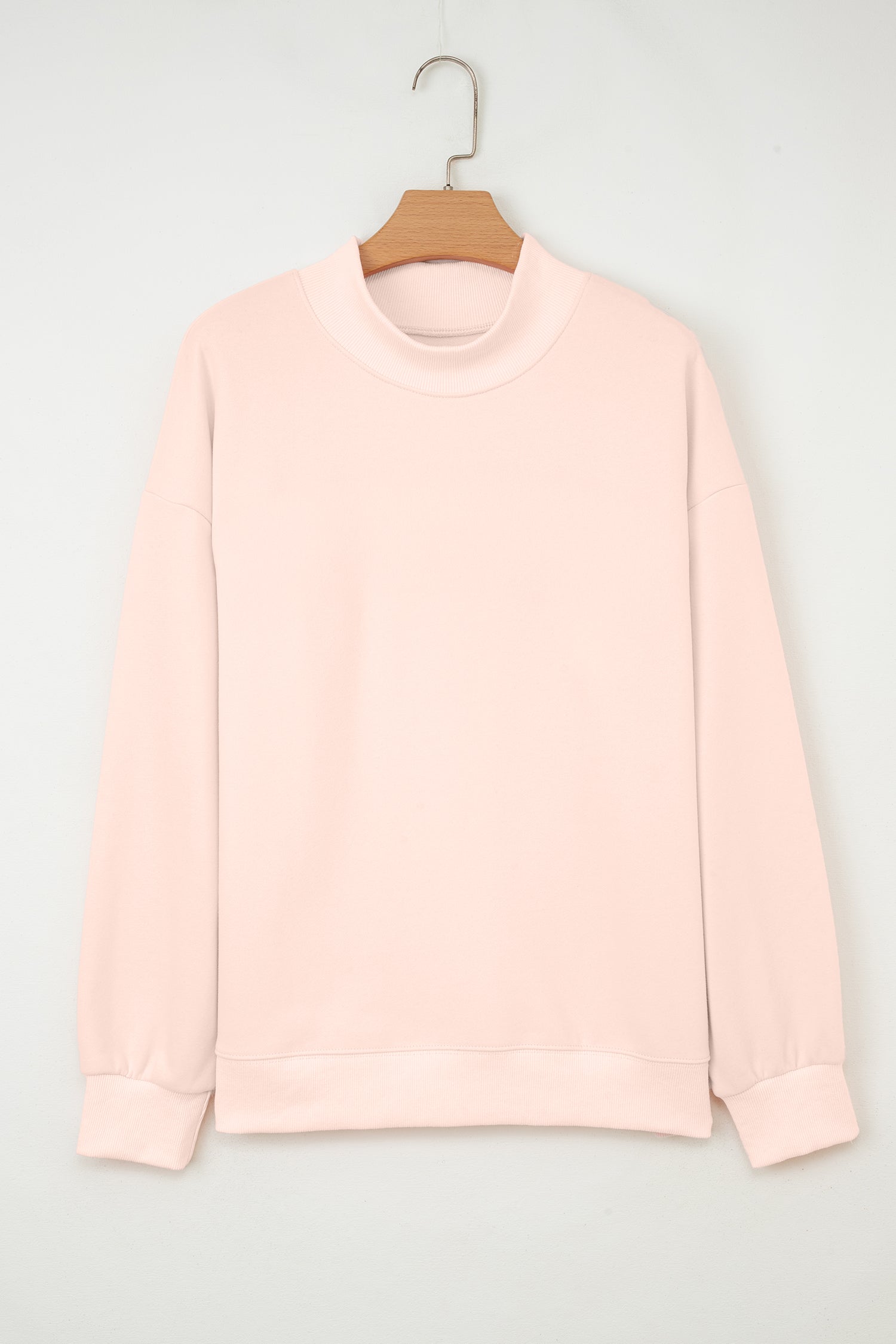 Bright Pink Oversize Blessed Embroidered Mock Neck Sweatshirt