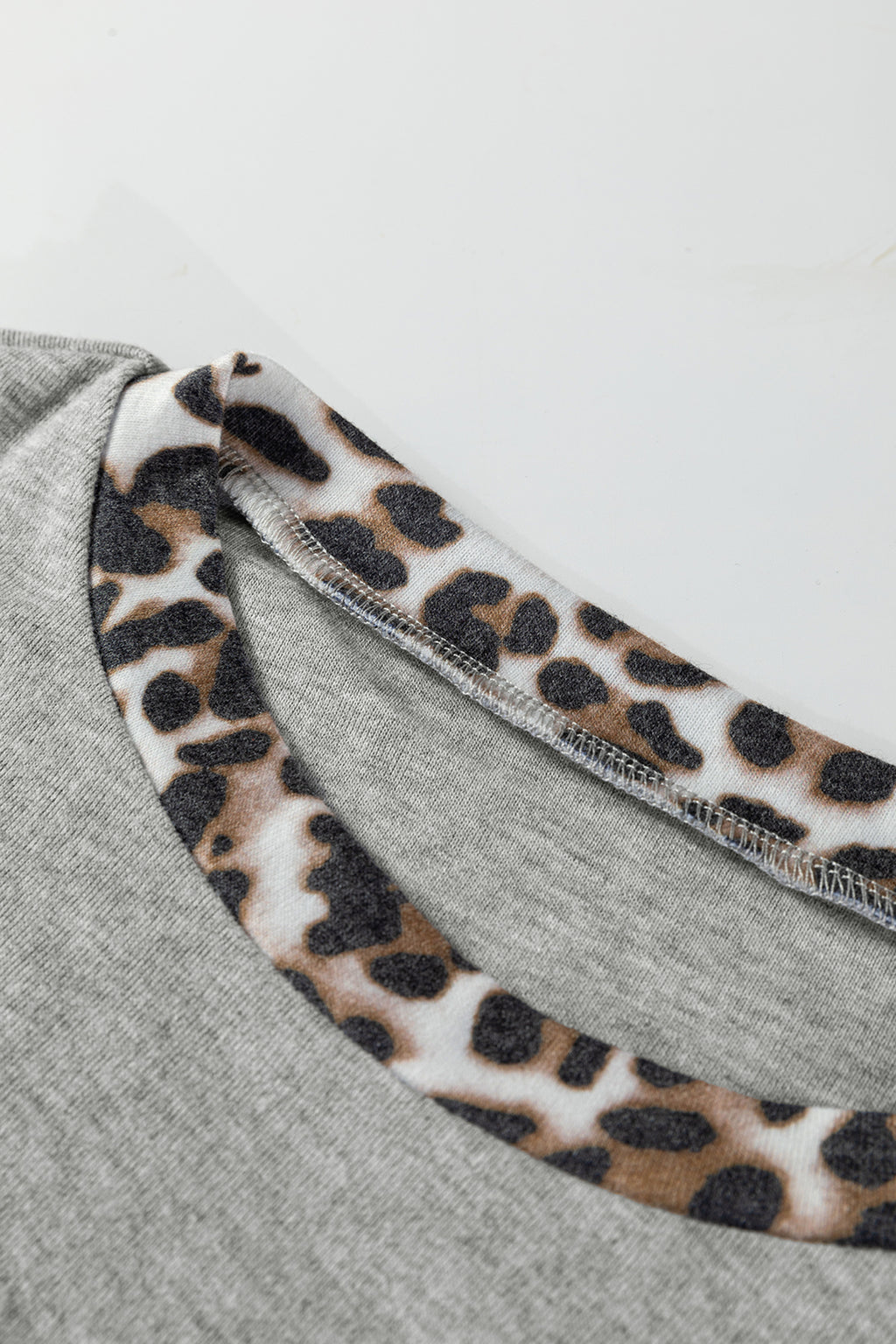 Gray Plus Size Leopard Color Block Patchwork Dolman Sweatshirt