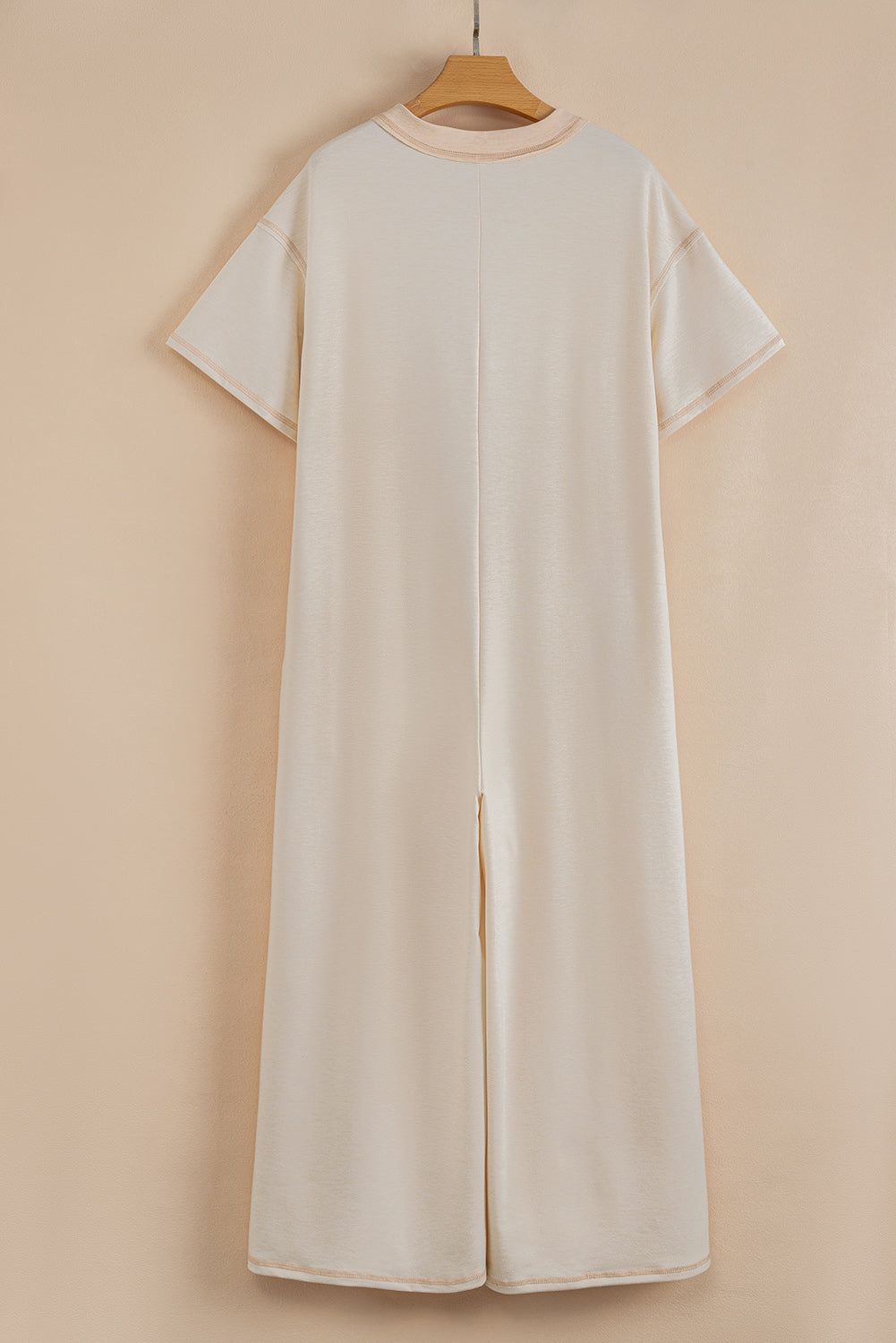 Beau Blue Half Placket Chest Pockets Short Sleeve Wide Leg Jumpsuit