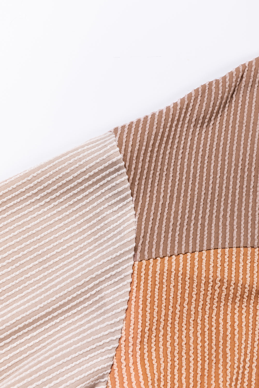 Pale Chestnut Color Block Corded Long Sleeve Top