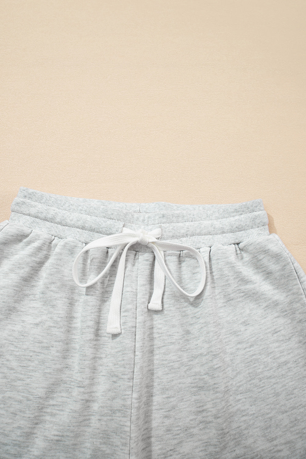 Light Grey Uneven Hem Colorblock Pullover Casual Shorts Plus Size 2pcs Outfit