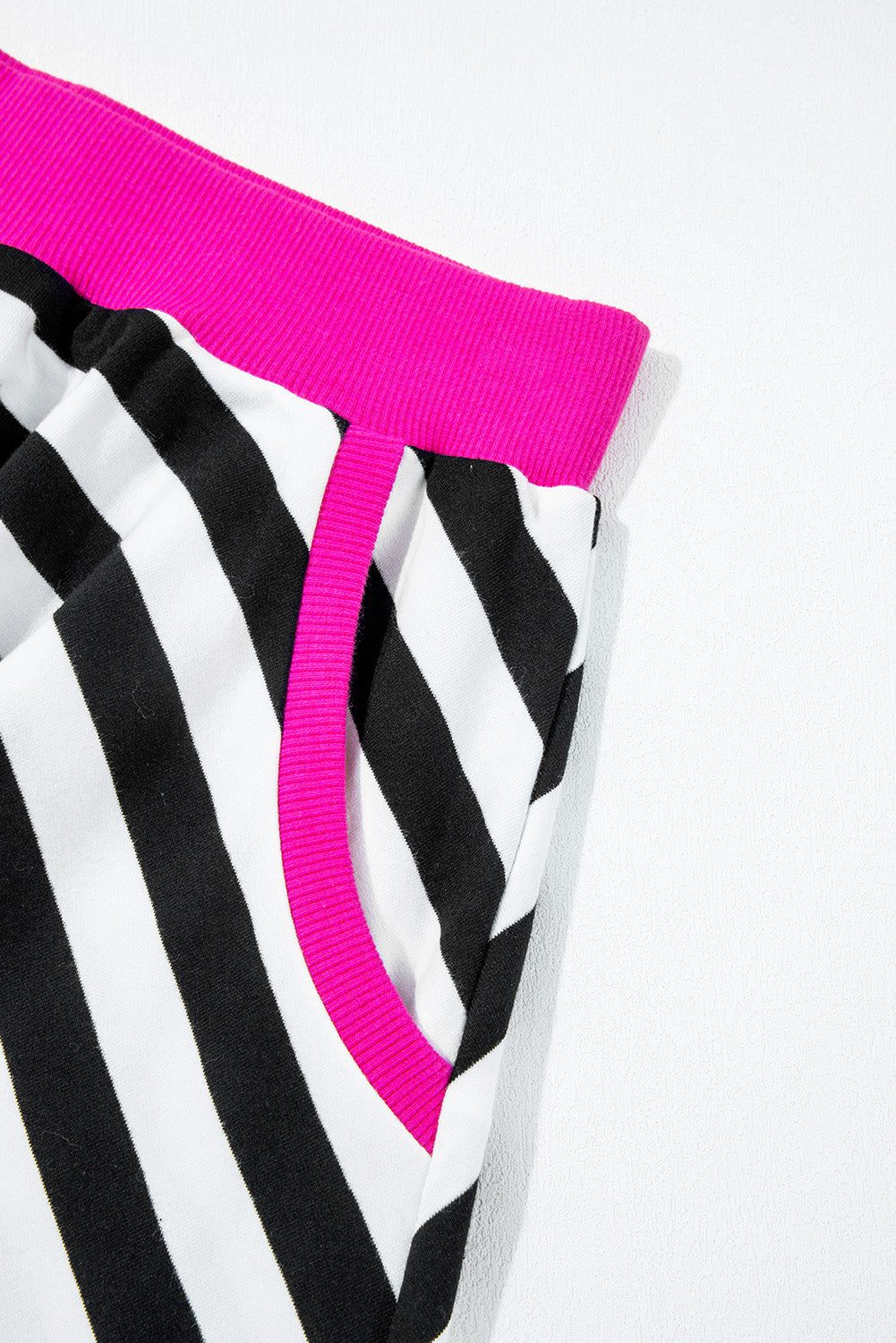 Black Stripe Color Block Edge Pullover and Shorts PLus Size Set