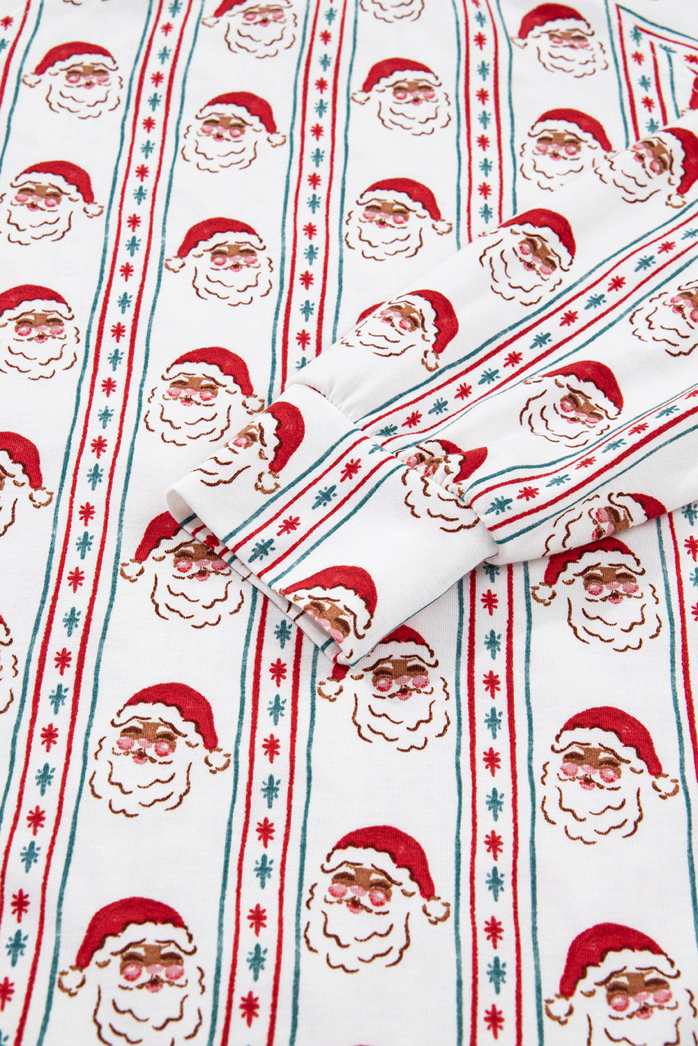 White Father Christmas Striped Print Contrast Drawstring Lounge Pant Set
