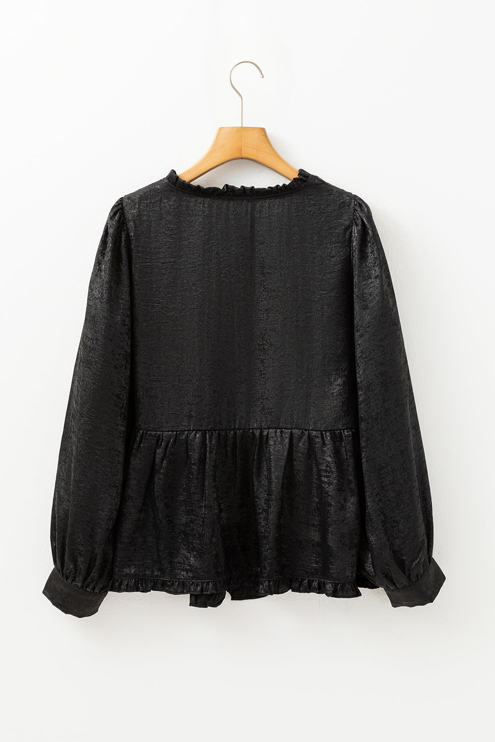 Dearlovers Gold Metallic Frilled V Neck Puff Sleeve Babydoll Blouse