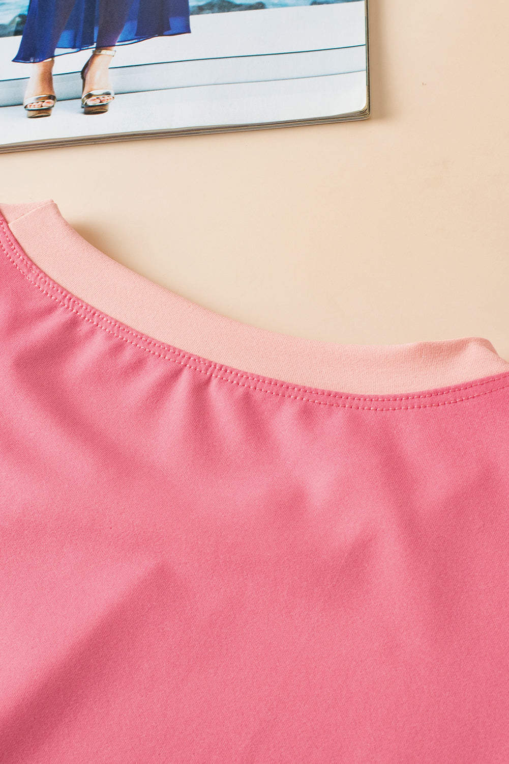 White Color Block Detail Casual Two-piece Set