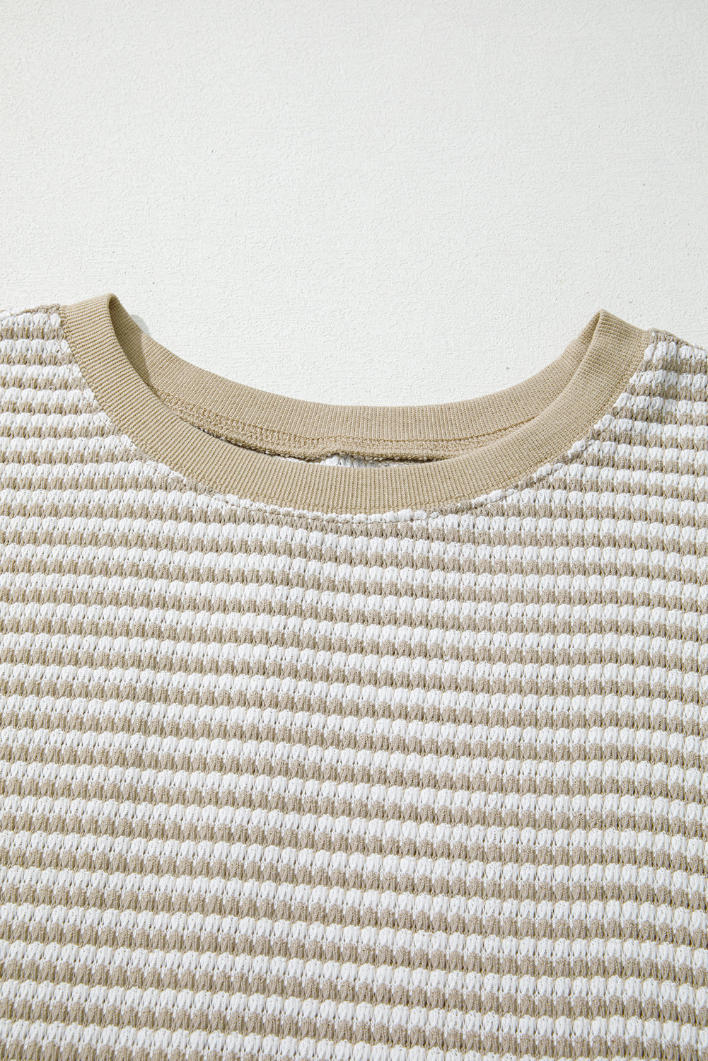 Red Stripe Ribbed Trim Drop Shoulder Long Sleeve Oversize Top