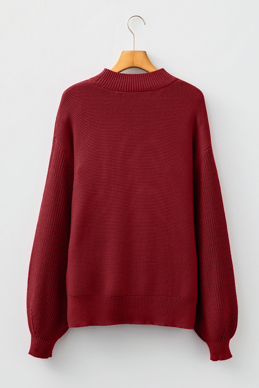 Dirty blue Solid Color Front Seam Drop Shoulder Loose Sweater