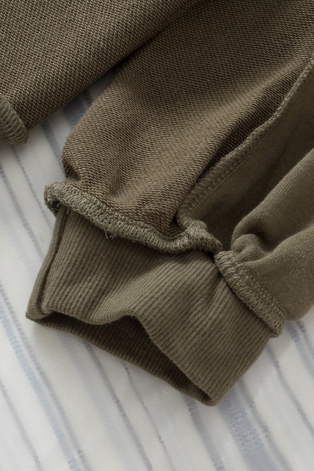 Green Oversized Exposed Seam Henley Sweatshirt