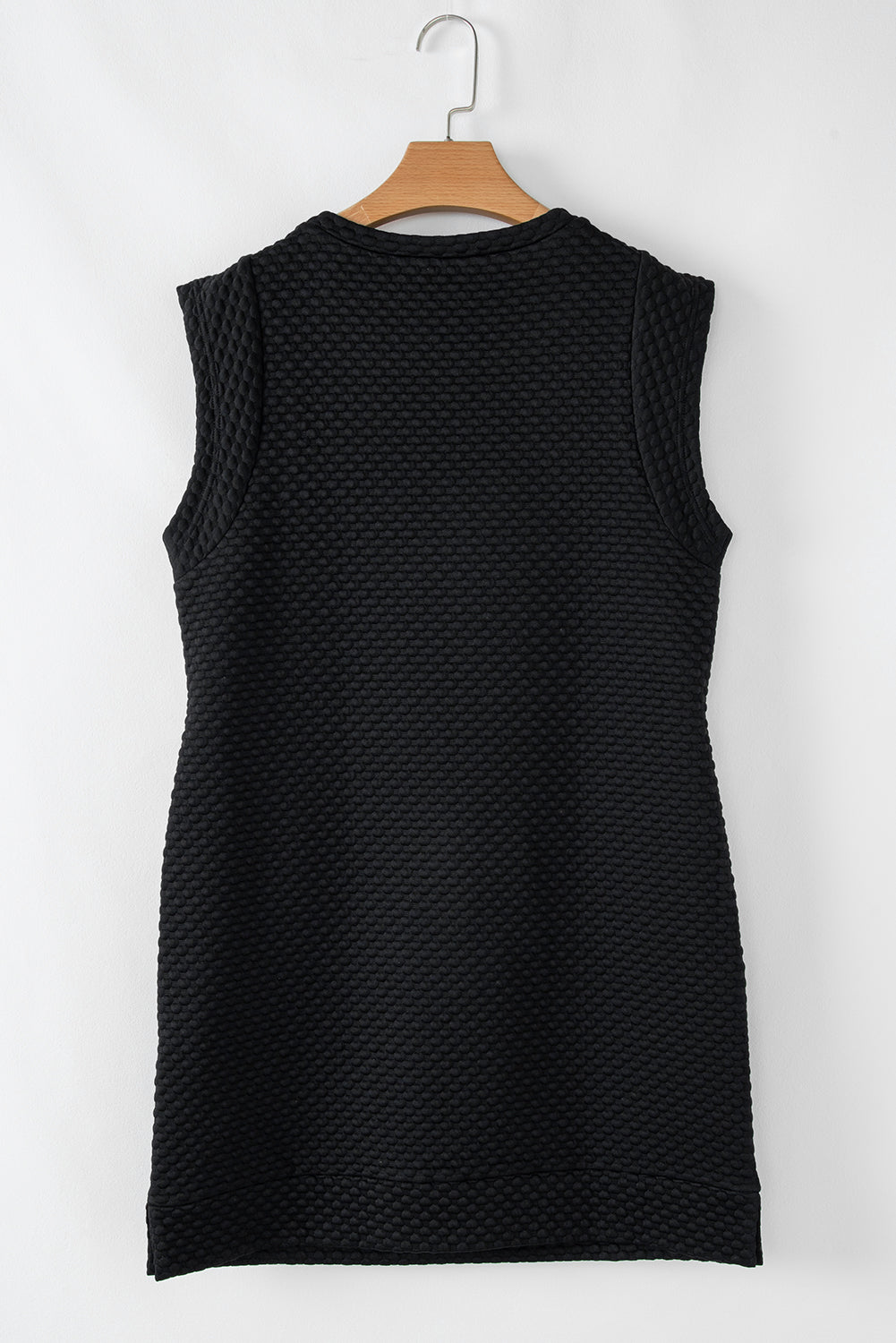 Black Textured Cap Sleeve T-shirt Shift Mini Dress