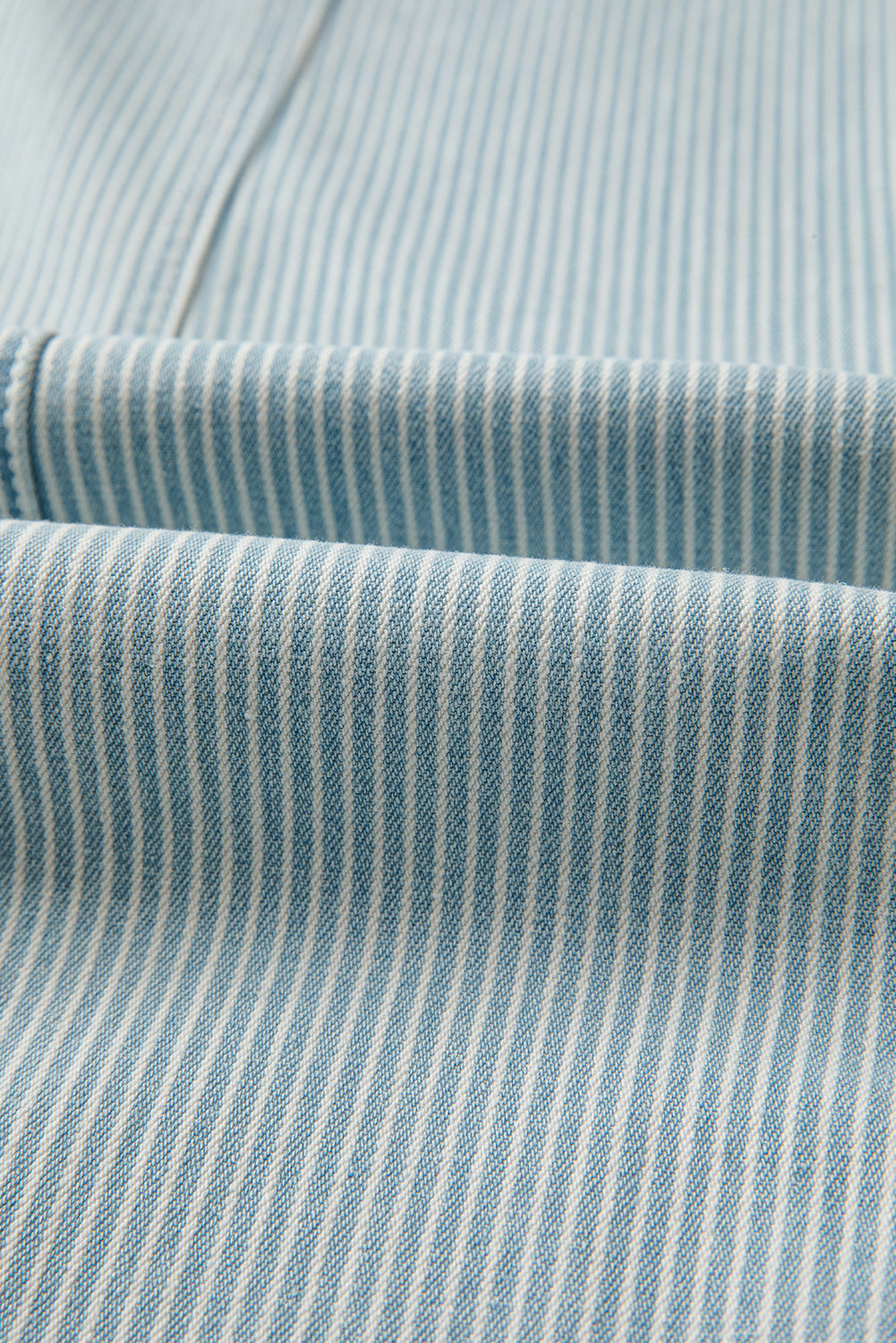 Sky Blue Stripe Mid Rise Drawstring Waist Jeans