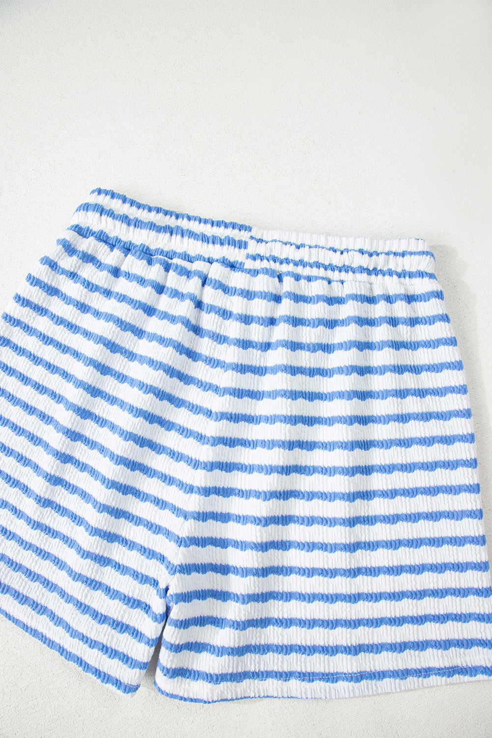 Pink Stripe Knitted Short Sleeve Top and Drawstring Shorts Set