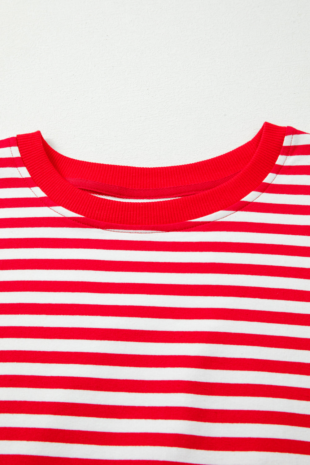 Orange Stripe Exposed Seam Drop Shoulder Casual Pullover Top