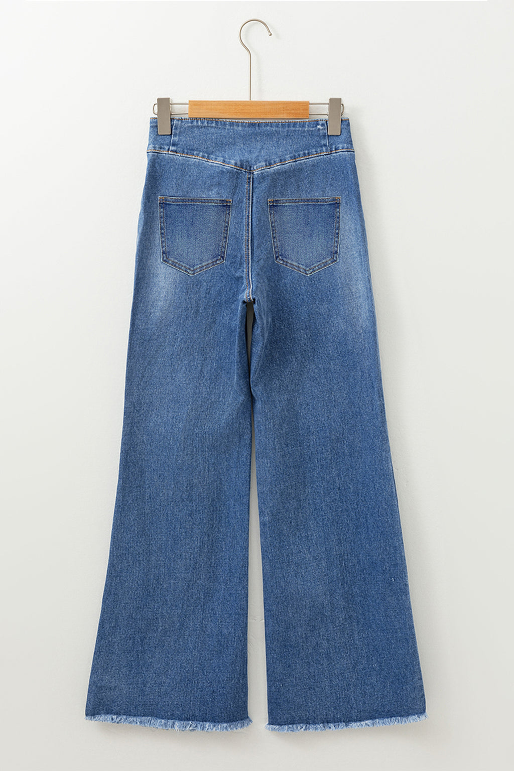 Coffee High Waist Button Fly Seamed Raw Hem Flare Jeans
