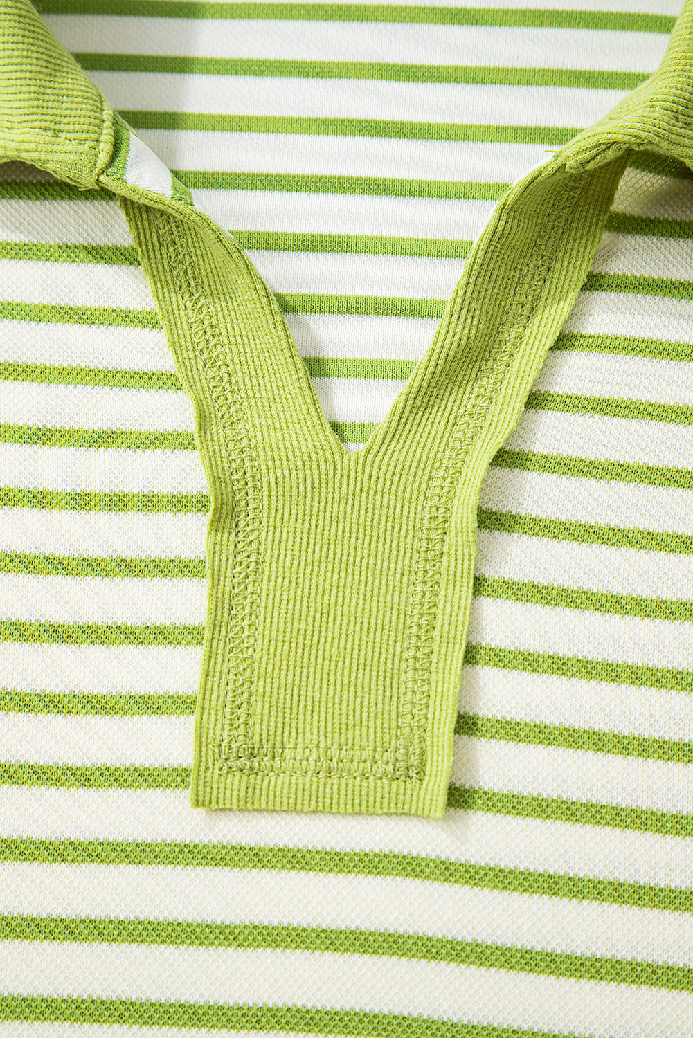 Pink Stripe Collared V Neck Drop Shoulder Pullover and Skort 2pcs Outfit