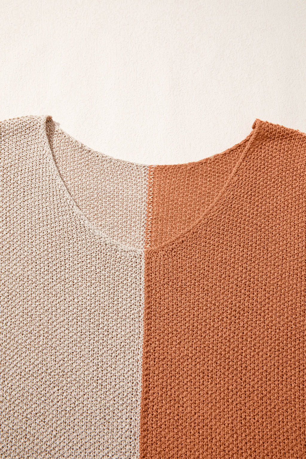 Black Color Block Knit V Neck Loose Sweater