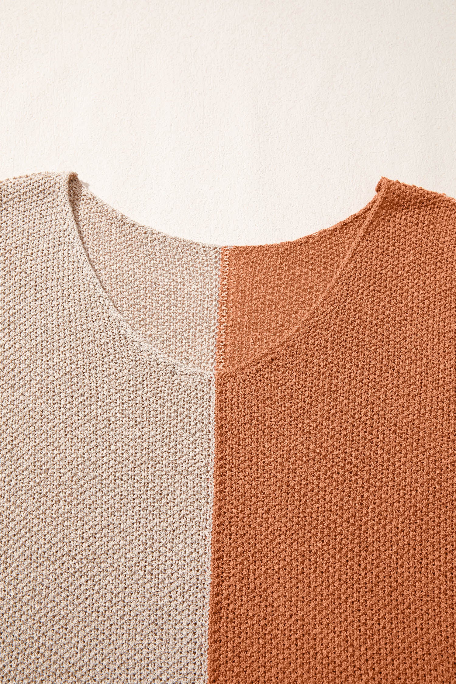 Black Color Block Knit V Neck Loose Sweater