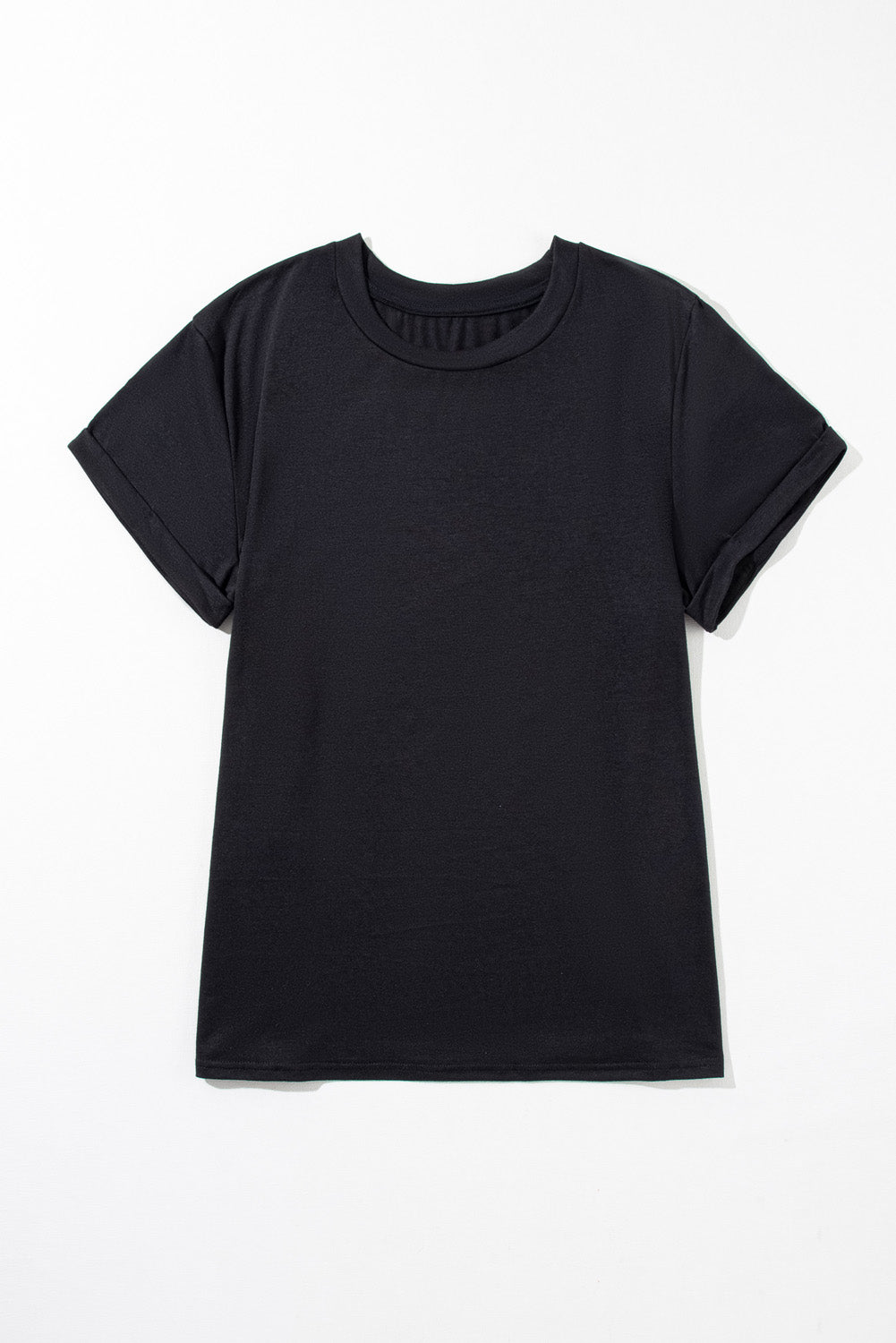 Iceland Blue Round Neck Rolled Sleeve Plus Size T-shirt