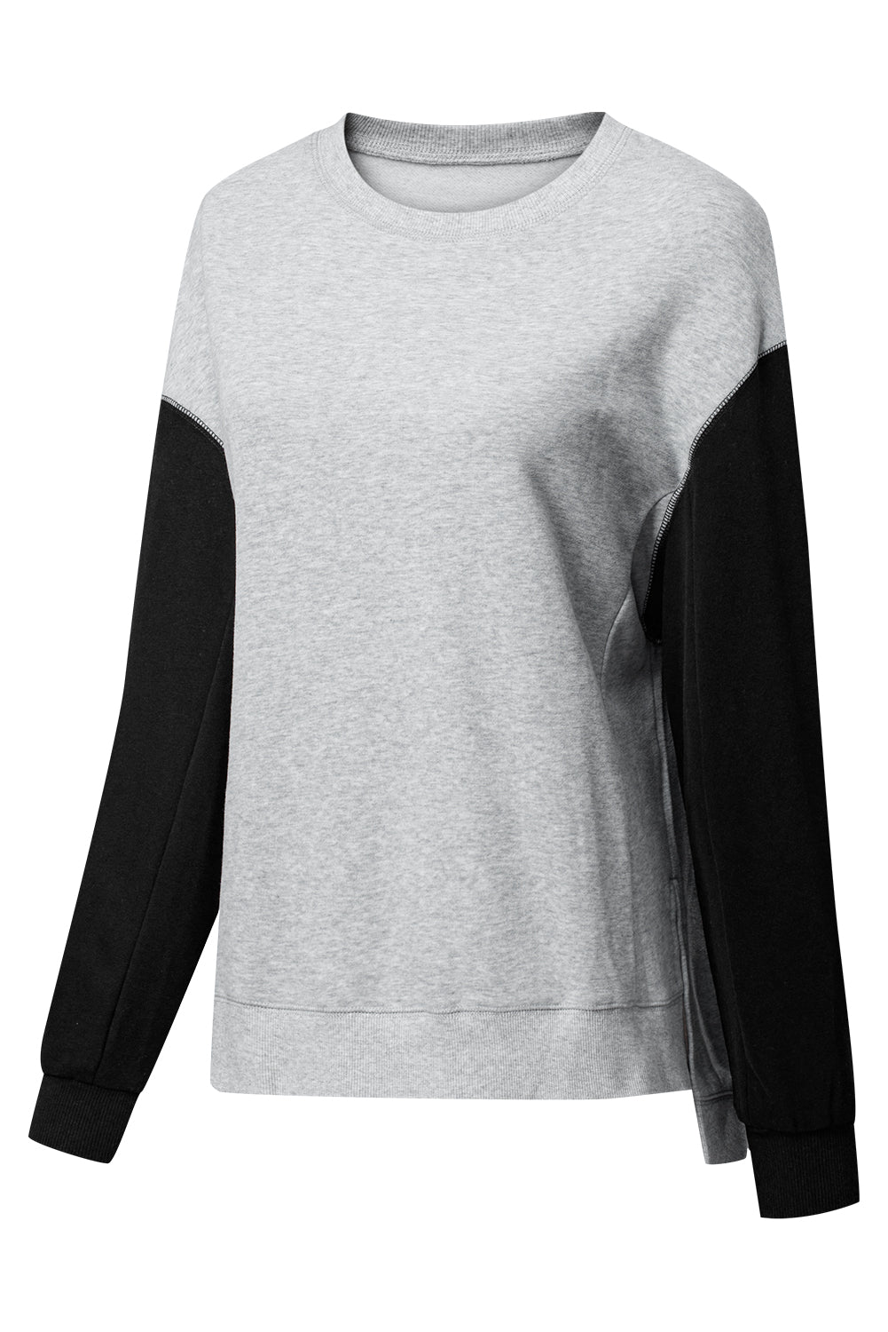 Gold Flame Two Tone Patchwork Drop Shoulder Pullover Sweatshirt